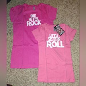 🆕️Big Sister Little Sister Shirt Set Pink &  Fusia Sz(10/12) - (3/4)